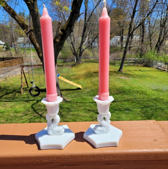 Westmoreland Other - Vintage Westmoreland milk glass Dolphin Candleholders (set of 2)